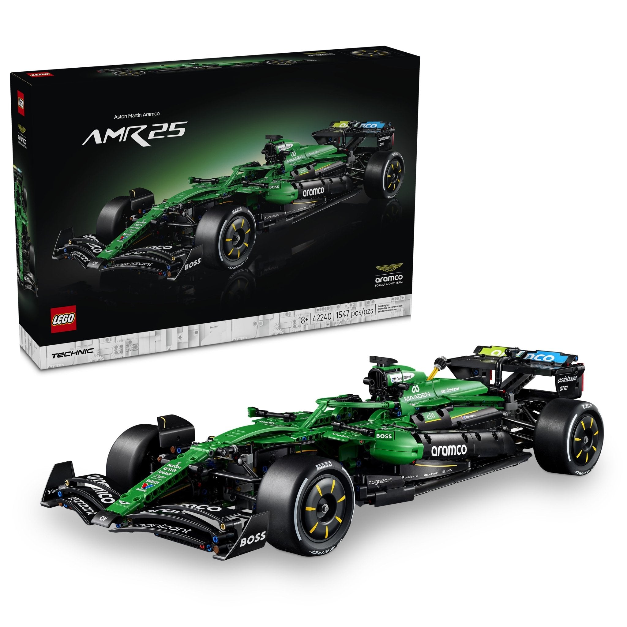 LEGO® Technic Aston Martin Aramco AMR25 F1 Car 42240 Scale