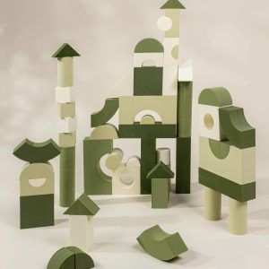 Coco Village EVA Foam Building Blocks Set - Medium (52pcs) Green Combo Soap