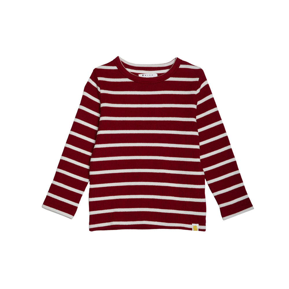 rise little earthling Long Sleeve Waffle T-Shirt - Biking Red / 3-4y
