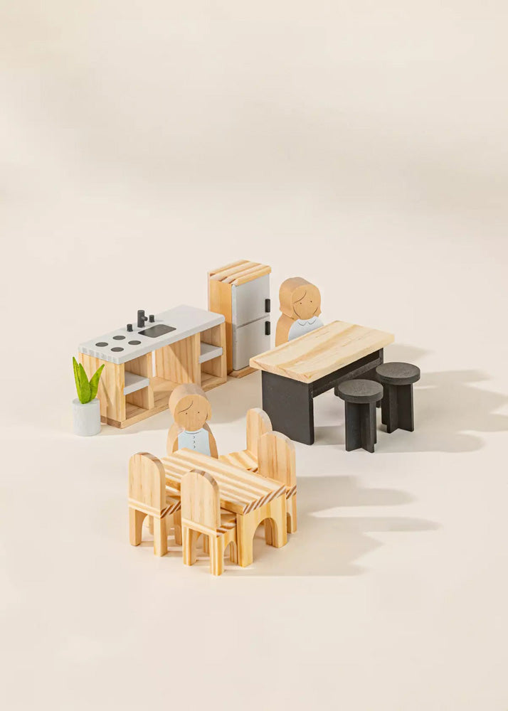 Coco Village Wooden Doll House Kitchen Furniture (12 pcs) Chair - Image 13