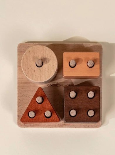 Coco Village Wooden Stacking Shapes - 12 pcs Puzzle