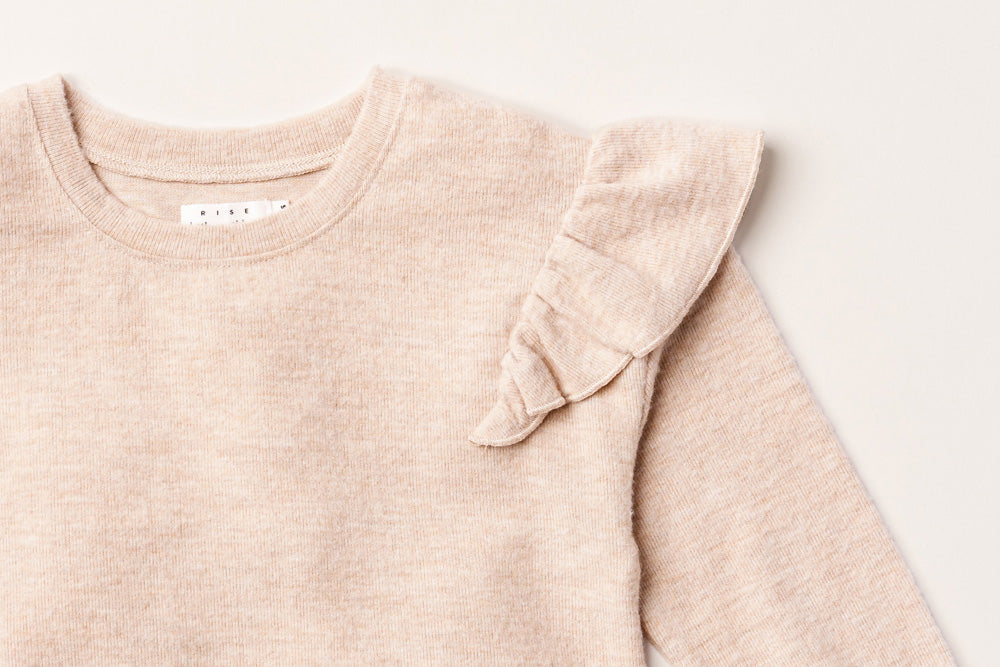 Rise Little Earthling Soft Ruffle Tee Oatmeal - Oatmeal / 12-18m - Image 2