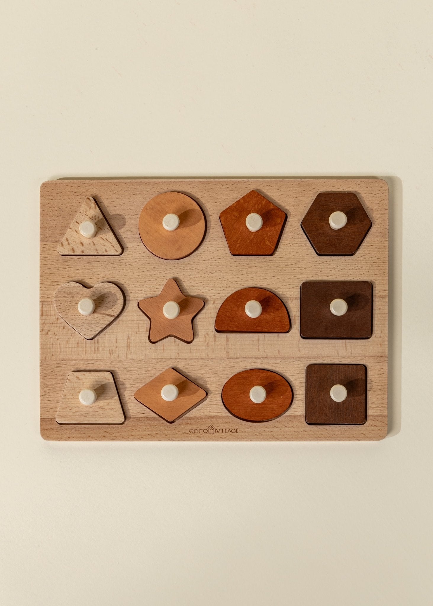 Coco Village Wooden Shapes Learning Set - 12 pcs Puzzle - Image 2