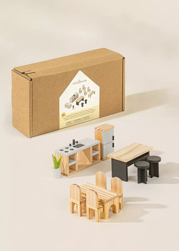Coco Village Wooden Doll House Kitchen Furniture (12 pcs) Chair - Image 22