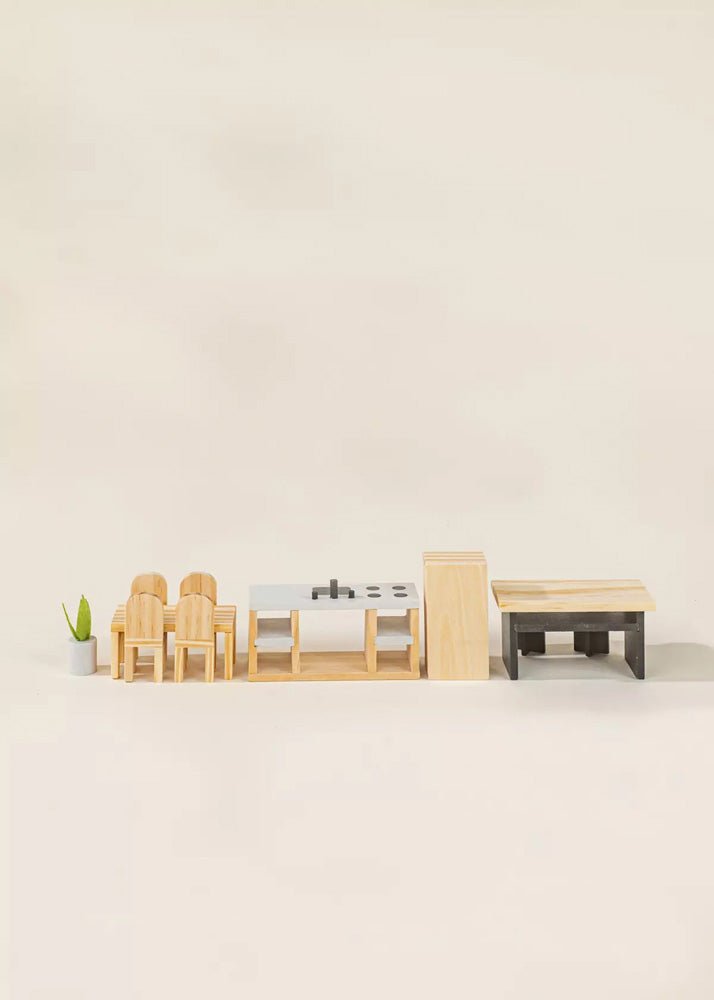 Coco Village Wooden Doll House Kitchen Furniture (12 pcs) Chair - Image 4