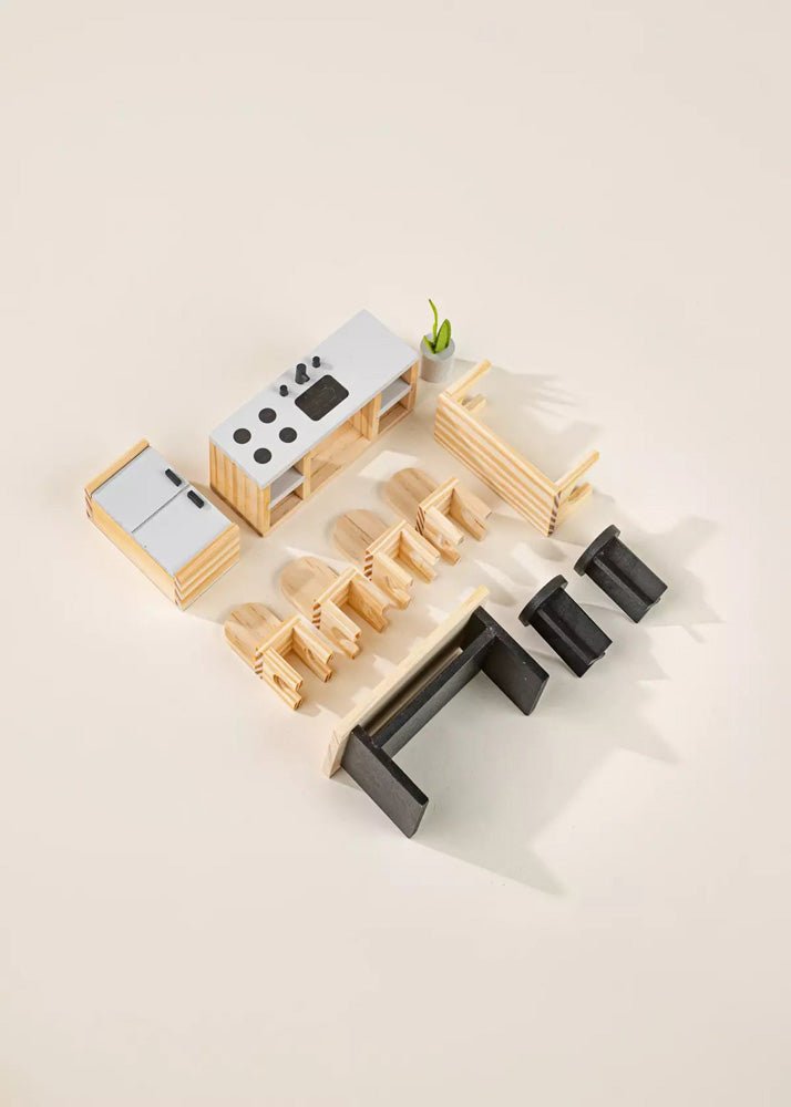 Coco Village Wooden Doll House Kitchen Furniture (12 pcs) Chair - Image 5