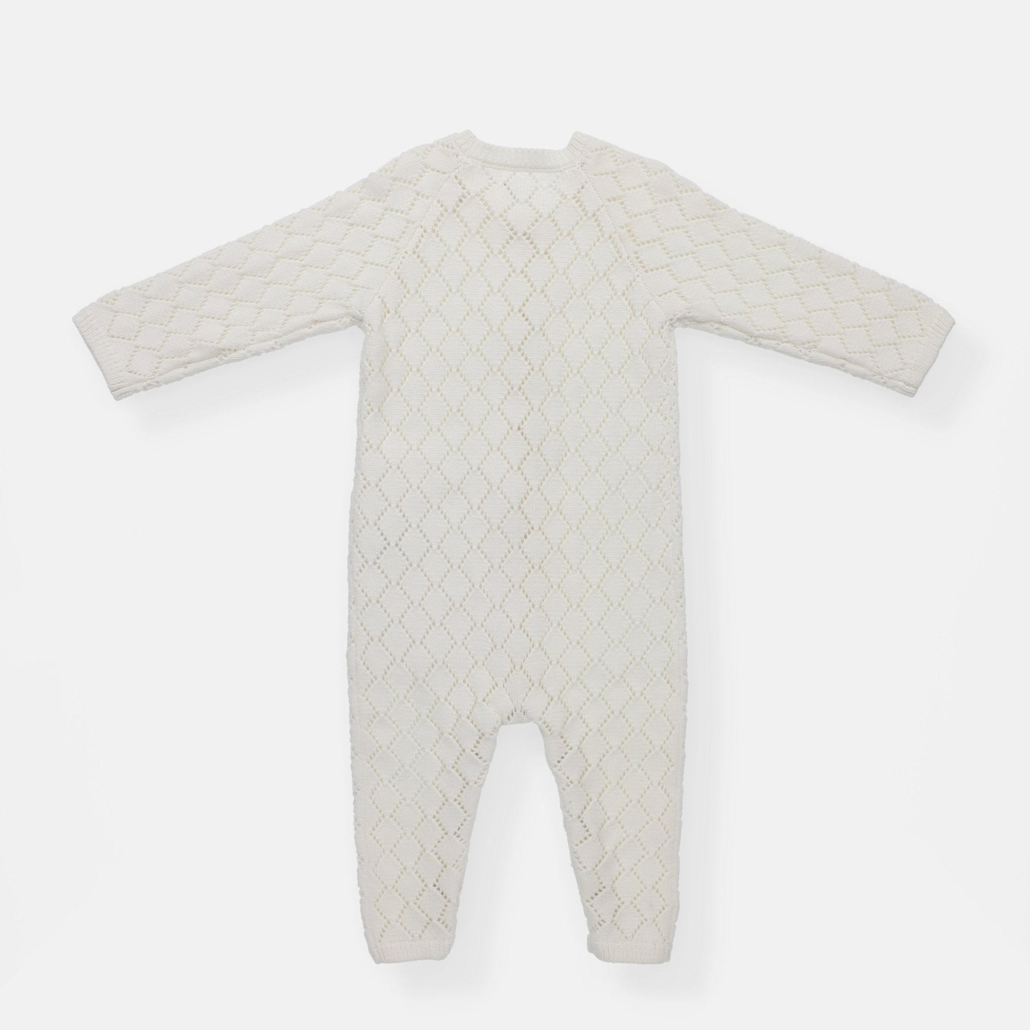 rise little earthling Pointelle Romper - Antique White / 0-3m - Image 4