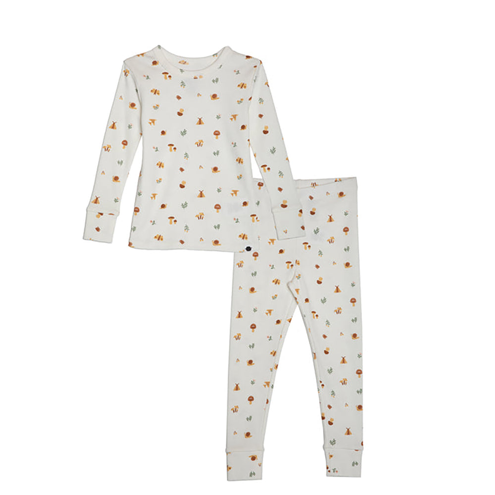 rise little earthling Long Sleeve 2 Piece Sleep Set TGFSL00 - White Botanical / 12-18M