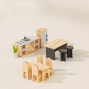 Coco Village Wooden Doll House Kitchen Furniture (12 pcs) Chair