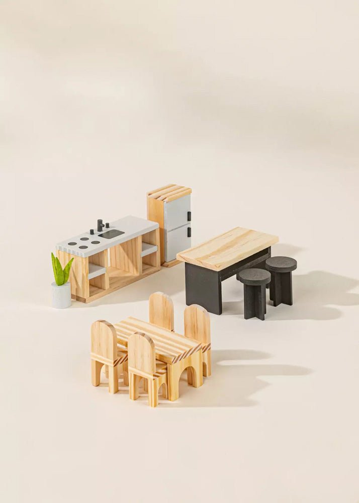 Coco Village Wooden Doll House Kitchen Furniture (12 pcs) Chair