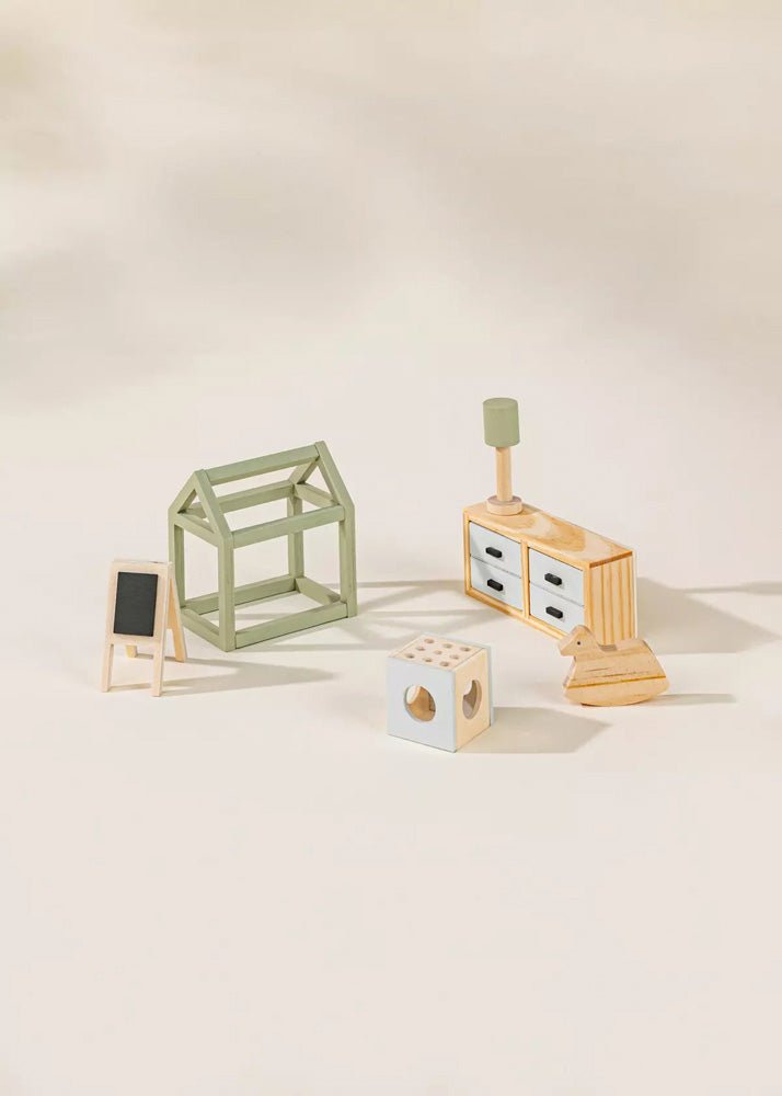 Coco Village Wooden Doll House Kids Room Furniture (7PCS) Soap