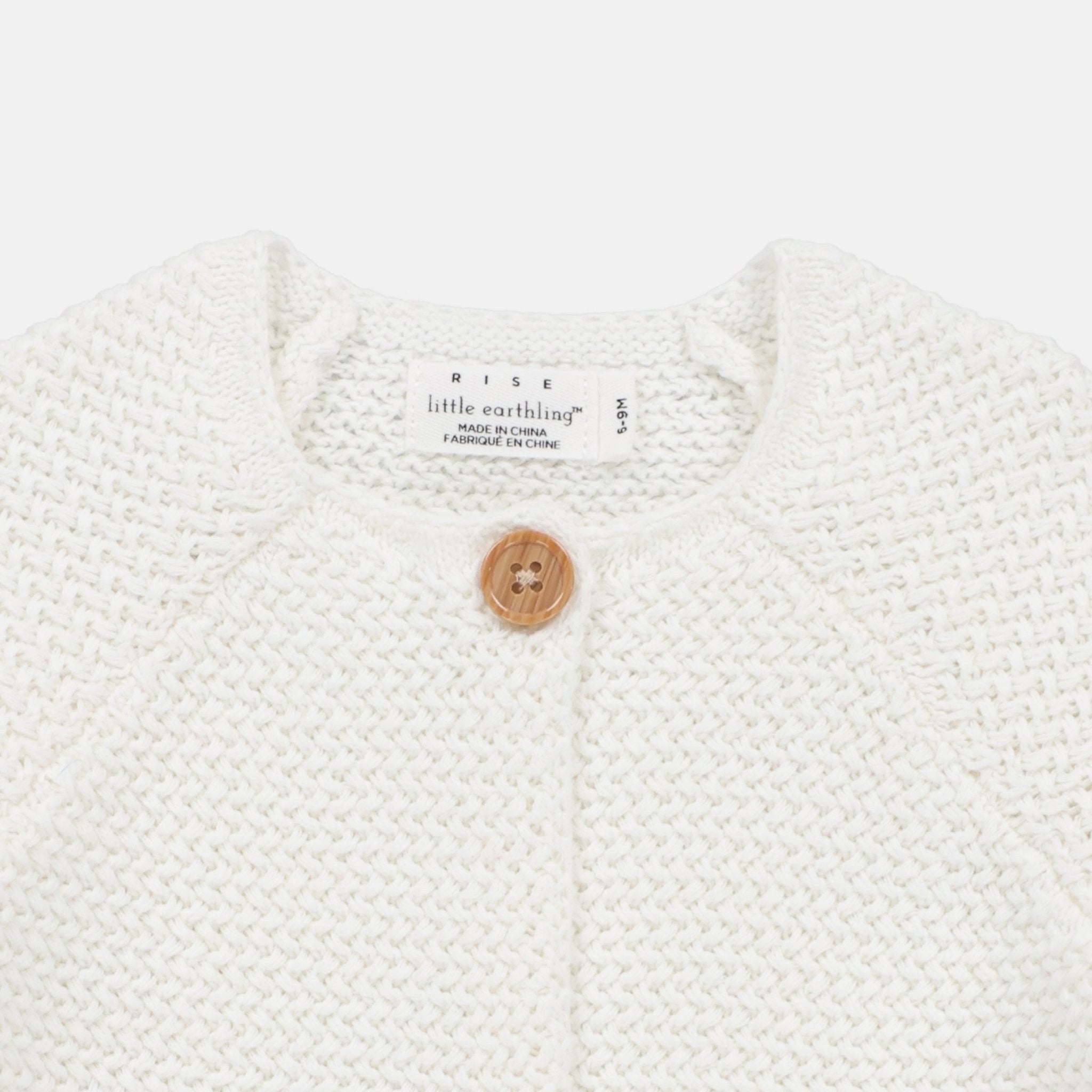 Rise Little Earthling Texture Knit Cardi - Antique White / 0-3m - Image 2