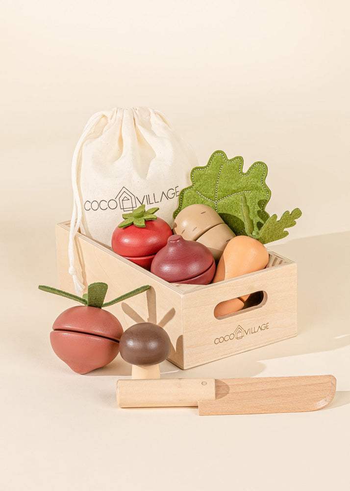 Coco Village Wooden Vegetables playset Basket