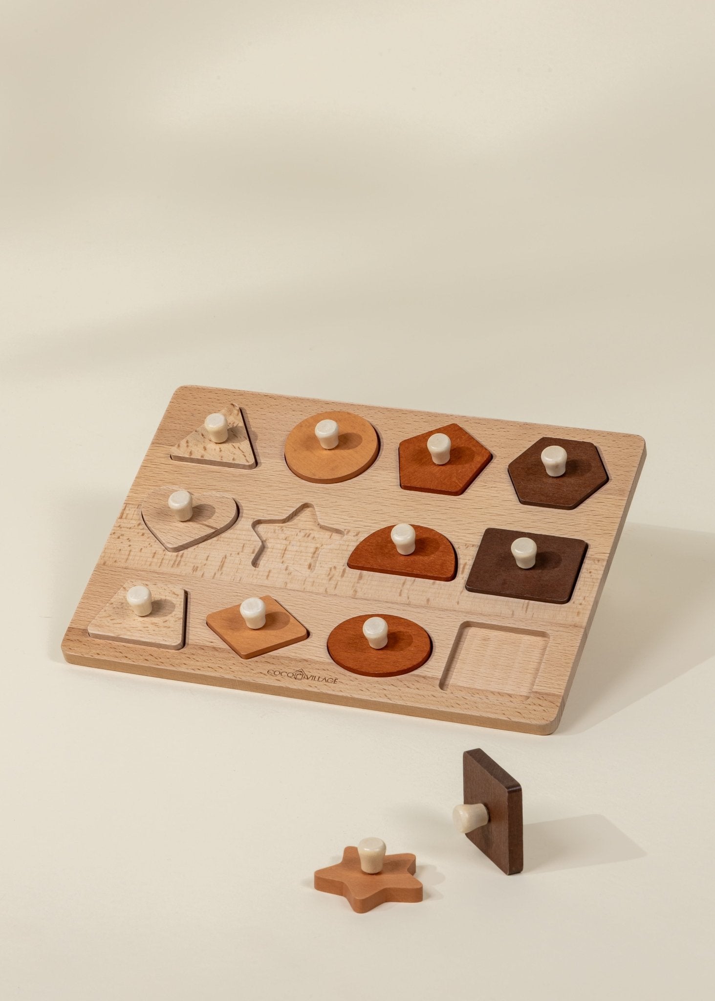 Coco Village Wooden Shapes Learning Set - 12 pcs Puzzle