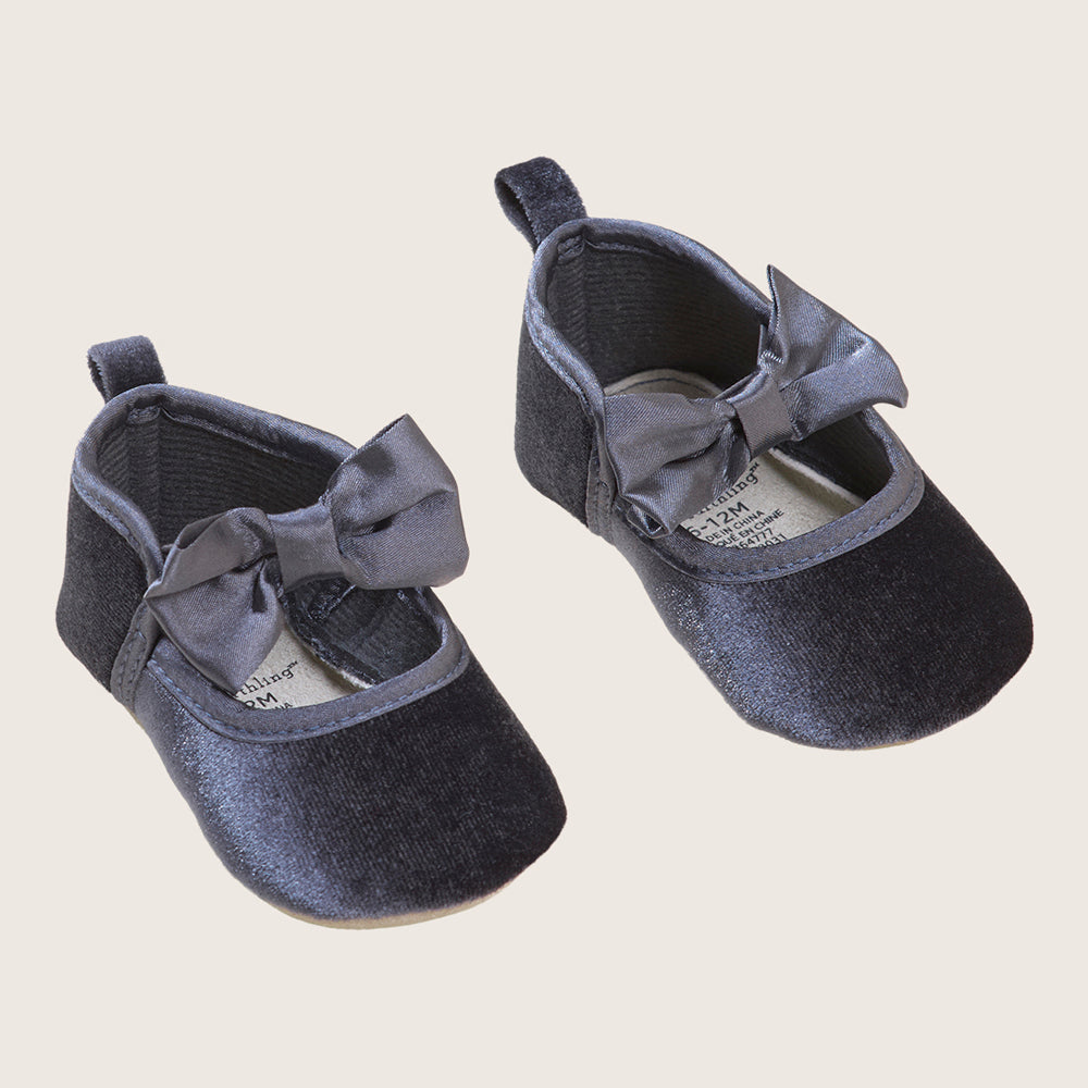 rise little earthling Velvet Dress Shoes BGHFW01 - Charcoal / 18-24m