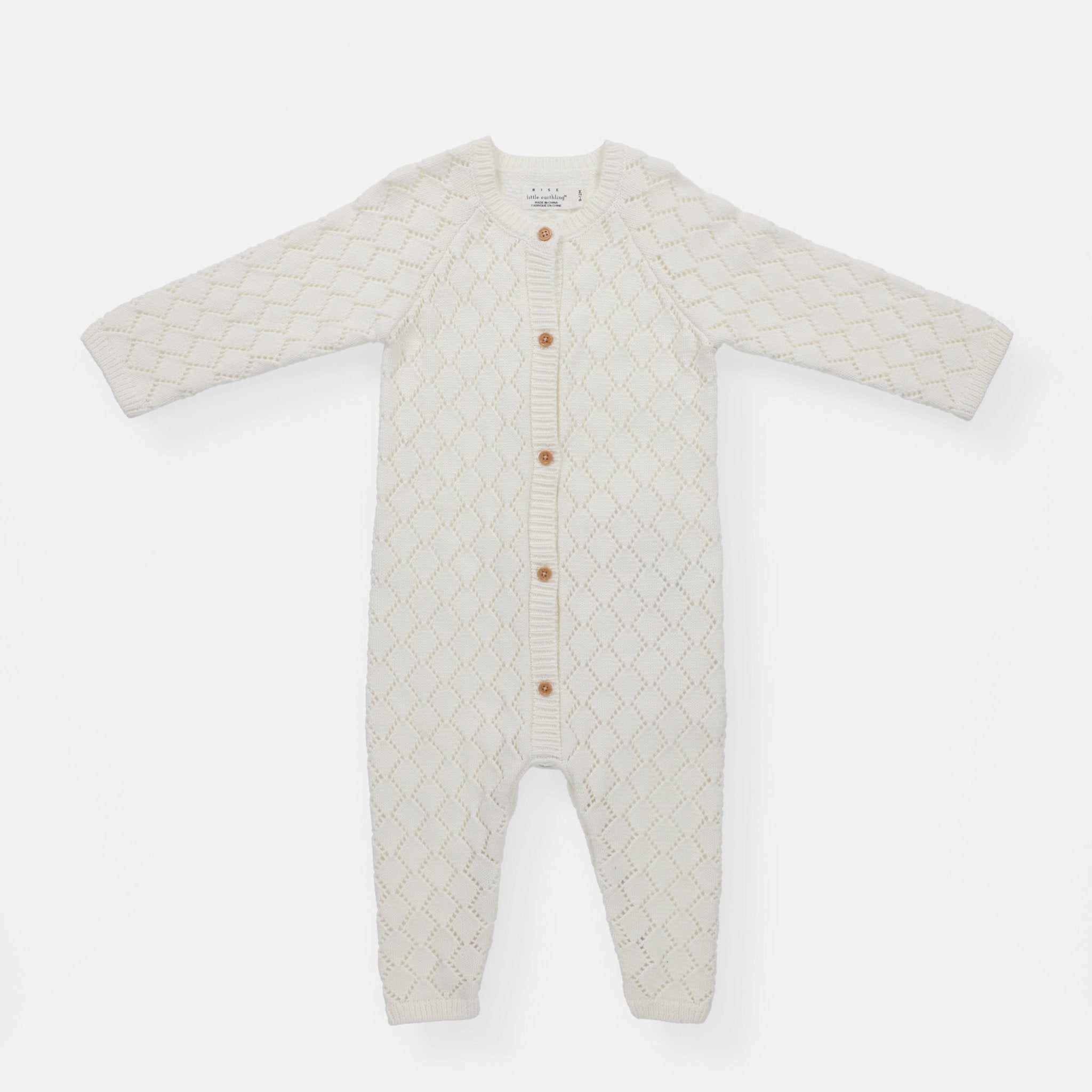 rise little earthling Pointelle Romper - Antique White / 0-3m