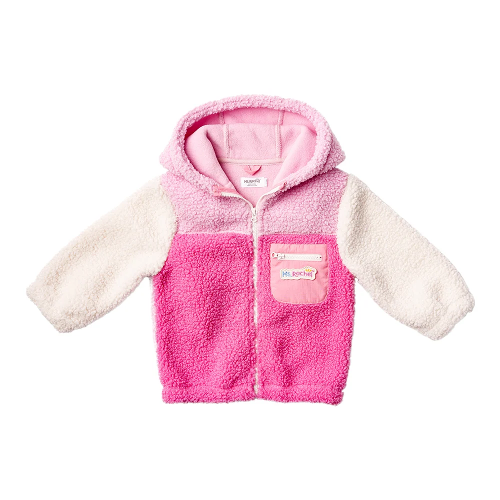 Ms. Rachel Fuzzy Colourblock Jacket - Blue Colourblock / 4-5y