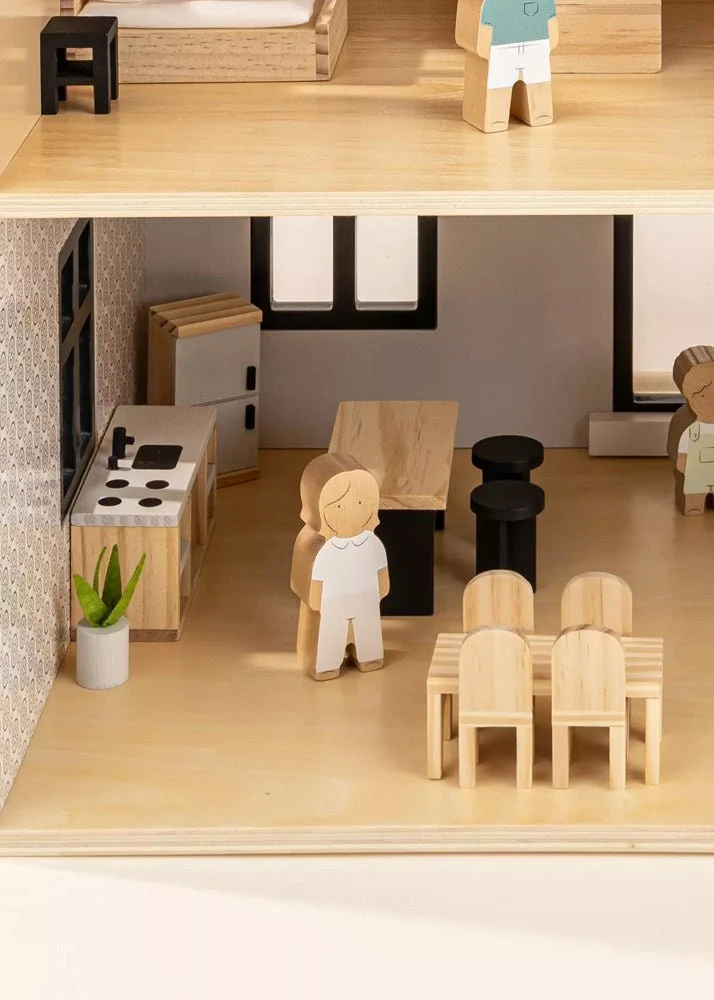 Coco Village Wooden Doll House Kitchen Furniture (12 pcs) Chair - Image 9