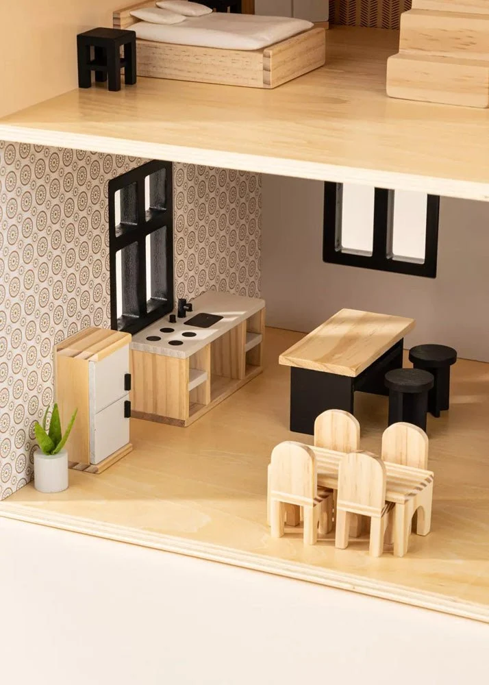 Coco Village Wooden Doll House Kitchen Furniture (12 pcs) Chair - Image 6