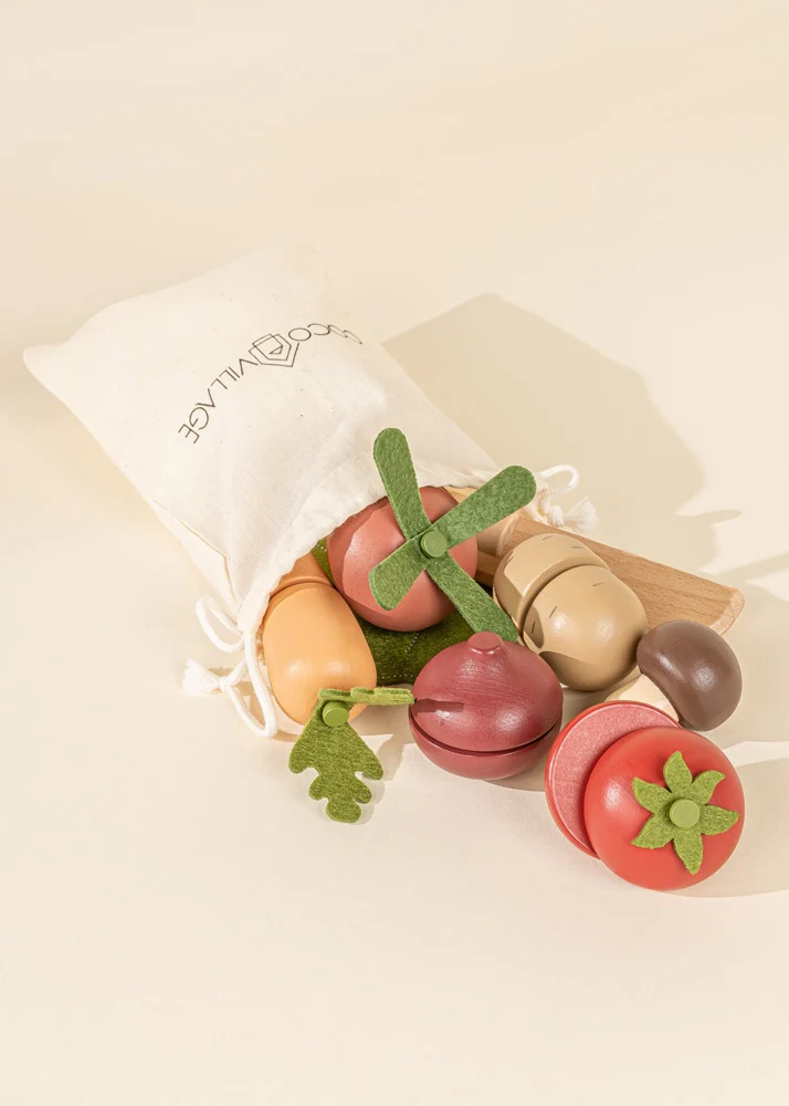 Coco Village Wooden Vegetables playset Basket - Image 5